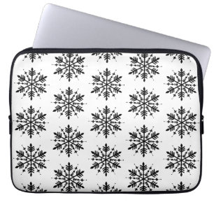 Black & White Minimalistic Graphic Snowflake Laptop Sleeve