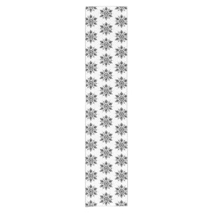 Black & White Minimalistic Graphic Snowflake Short Table Runner