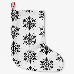 Black & White Minimalistic Graphic Snowflake Small Christmas Stocking