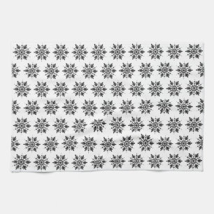 Black & White Minimalistic Graphic Snowflake Tea Towel