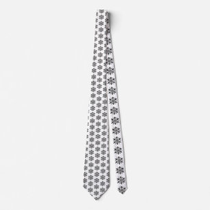 Black & White Minimalistic Graphic Snowflake Tie