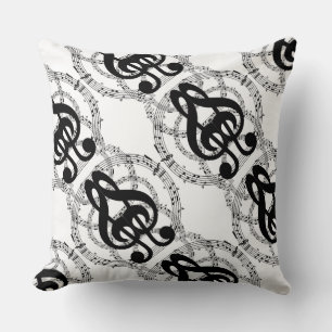 Black & White Mirror Image Music 2 Cushion