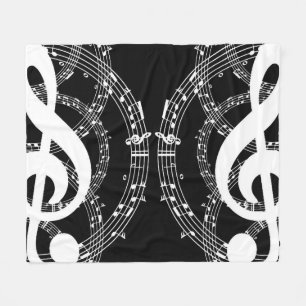 Black & White Mirror Image Music Fleece Blanket