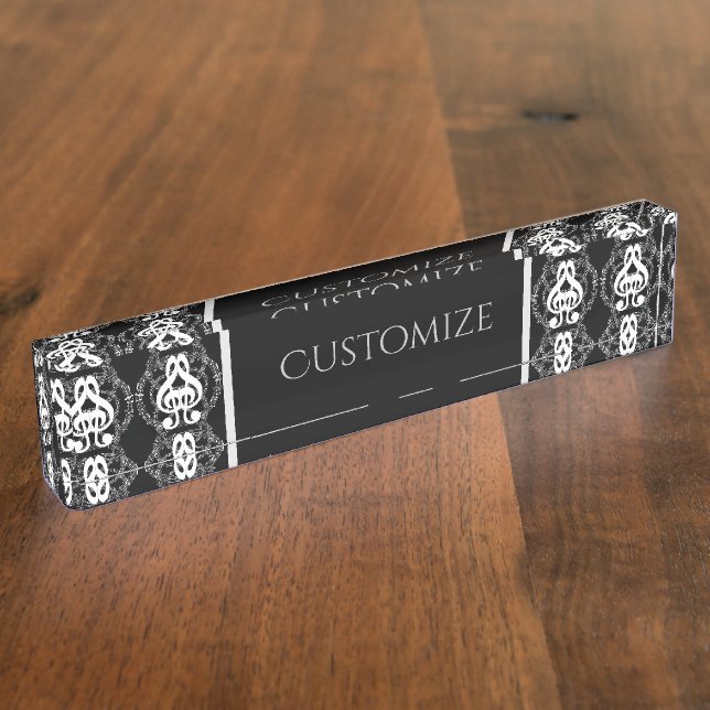 Black & White Mirror Image Music Nameplate (Side)