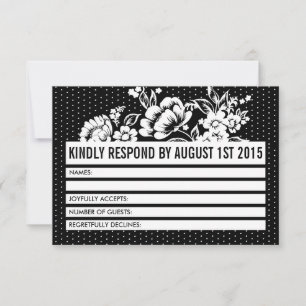 Black & White Mod Colour Block RSVP Card