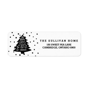 Black & White Mod Polka Dots Pattern Address Label Return Address Label