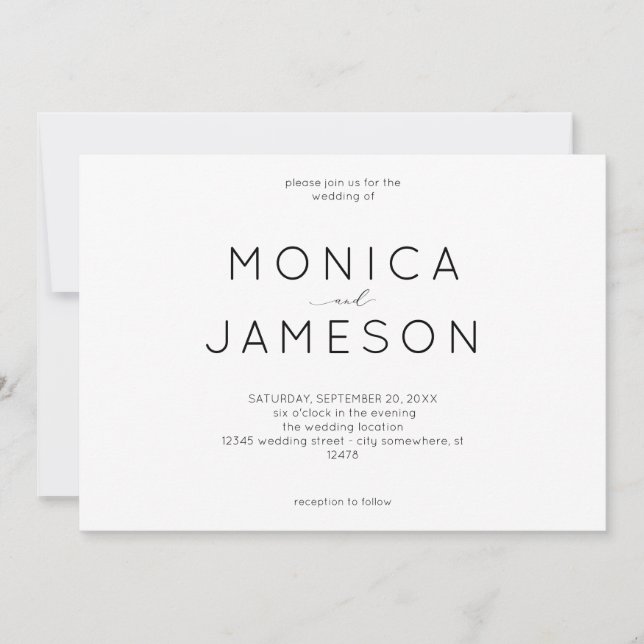 Black & White Modern 1 Wedding Invitation (Front)