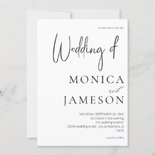 Black & White Modern 3 Wedding Invitation