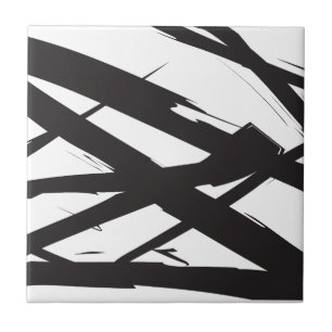 Black & White Modern Abstract Art Line Decorative Ceramic Tile