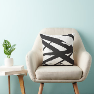 Black & White Modern Abstract Art Line Decorative Cushion