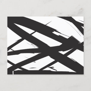 Black & White Modern Abstract Art Line Decorative Holiday Postcard