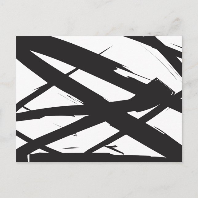 Black & White Modern Abstract Art Line Decorative Holiday Postcard (Front)