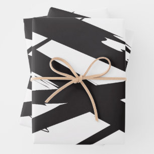 Black & White Modern Abstract Art Line Decorative Wrapping Paper Sheet
