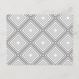 Black white modern abstract geometric pattern postcard