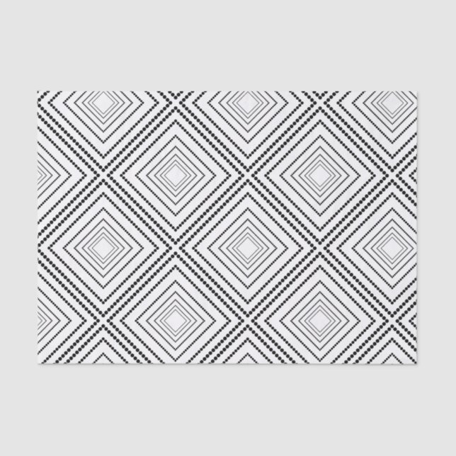 Black white modern abstract geometric pattern tissue paper (Front)