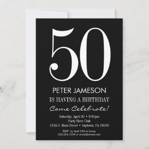 Black & White Modern Adult Birthday Invitations