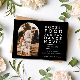 Black White Modern Arch Photo Wedding Save The Date