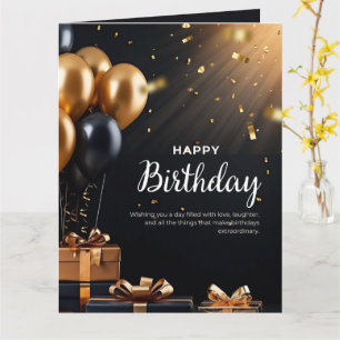 Black White Modern birthday card