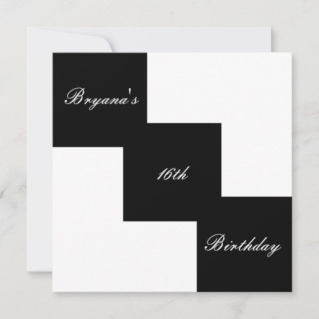 Black & White Modern Birthday Party Invitations (Front)