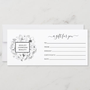 Black & White Modern Botanical Gift Certificate
