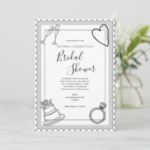 Black & White Modern Bridal Shower Invitation