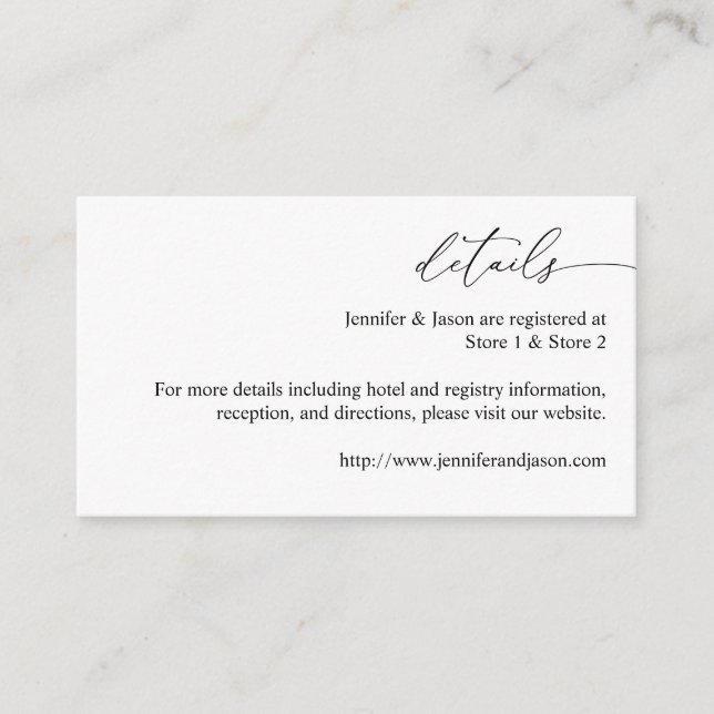 Black & White Modern Calligraphy 3 Details SM  Enclosure Card (Front)