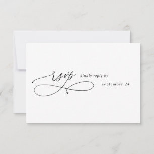 Black & White Modern Calligraphy 3 w Meal RSVP Card