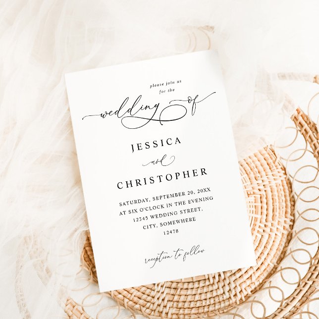 Black & White Modern Calligraphy 3 Wedding Invitation (Creator Uploaded)