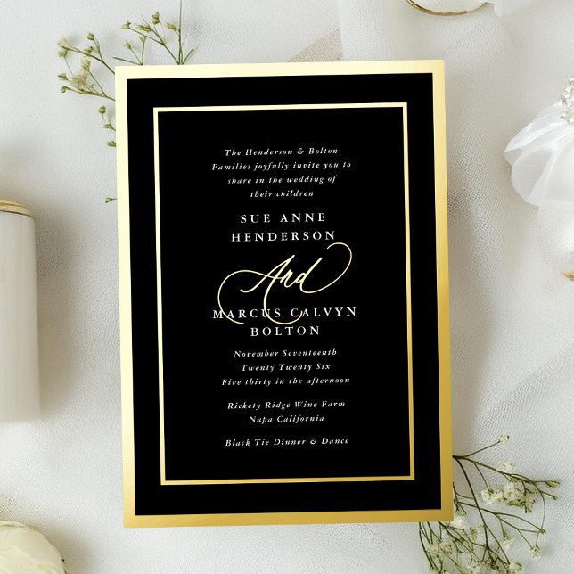 Black & White Modern Calligraphy Wedding Gold (Creator Uploaded)