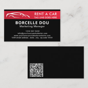 Black White Modern Car Rent Business Card