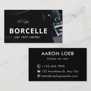Black White Modern Car Rent Business Card