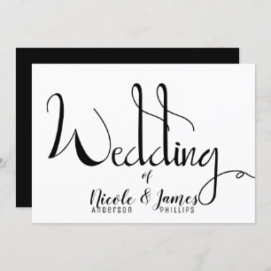 Black White Modern Chic Minimal Wedding Invitation