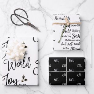 Black & White Modern Christmas Wrapping Paper Sheet