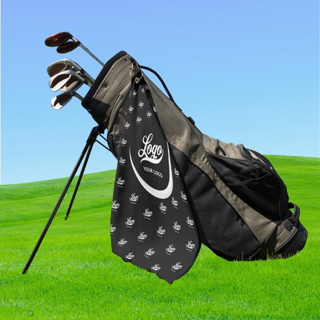 Black White Modern Company Logo Business Club Golf Golf Towel (Creator Uploaded)