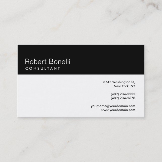 Black & White Modern Consultant Business Card (Front)