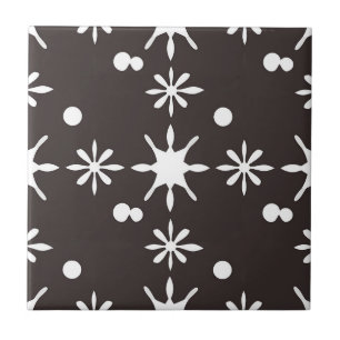Black White Modern Daisy Pattern Ceramic Tile