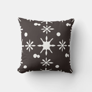 Black White Modern Daisy Pattern Cushion