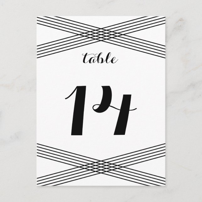 Black White Modern Deco Table Postcard (Front)