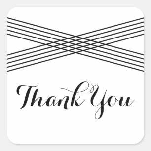 Black White Modern Deco Thank You Stickers