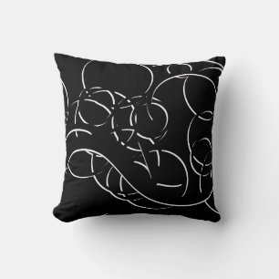 Black & White Modern Elegant Abstract Swirls Cushion