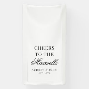 Black White Modern Elegant Cheers Script Wedding B Banner