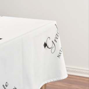 Black White Modern Elegant Graduate Graduation Tablecloth