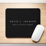 Black White Modern Elegant Professional Classy Mouse Pad<br><div class="desc">Custom Luxury Executive Black and White Minimalist Business Mousepad (Mouse Pad) with white lettered typography for the monogrammed add your own name and profession or job title. The Business Professional Name Plate can be customised with your name and job title. Please contact the designer for customised matching items.</div>