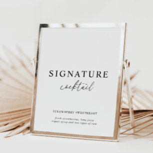 Black White Modern Elegant Signature Cocktail Sign