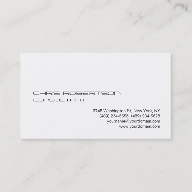 Black White Modern Elegant Simple Business Card (Front)