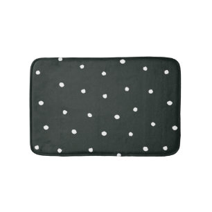 Black & White Modern Farmhouse Polka Dot Pattern Bath Mat