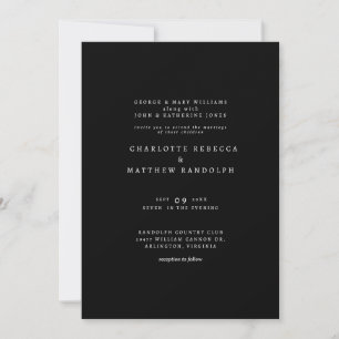 Black & White Modern Font Both Sets of Parents Invitation