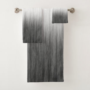 Black White Modern Gauze Blended Texture Bath Towel Set