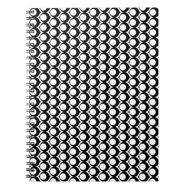 Black White Modern Geometric Art Deco Notebook (Front)