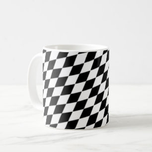 Black White Modern Geometric Chequerboard Pattern Coffee Mug